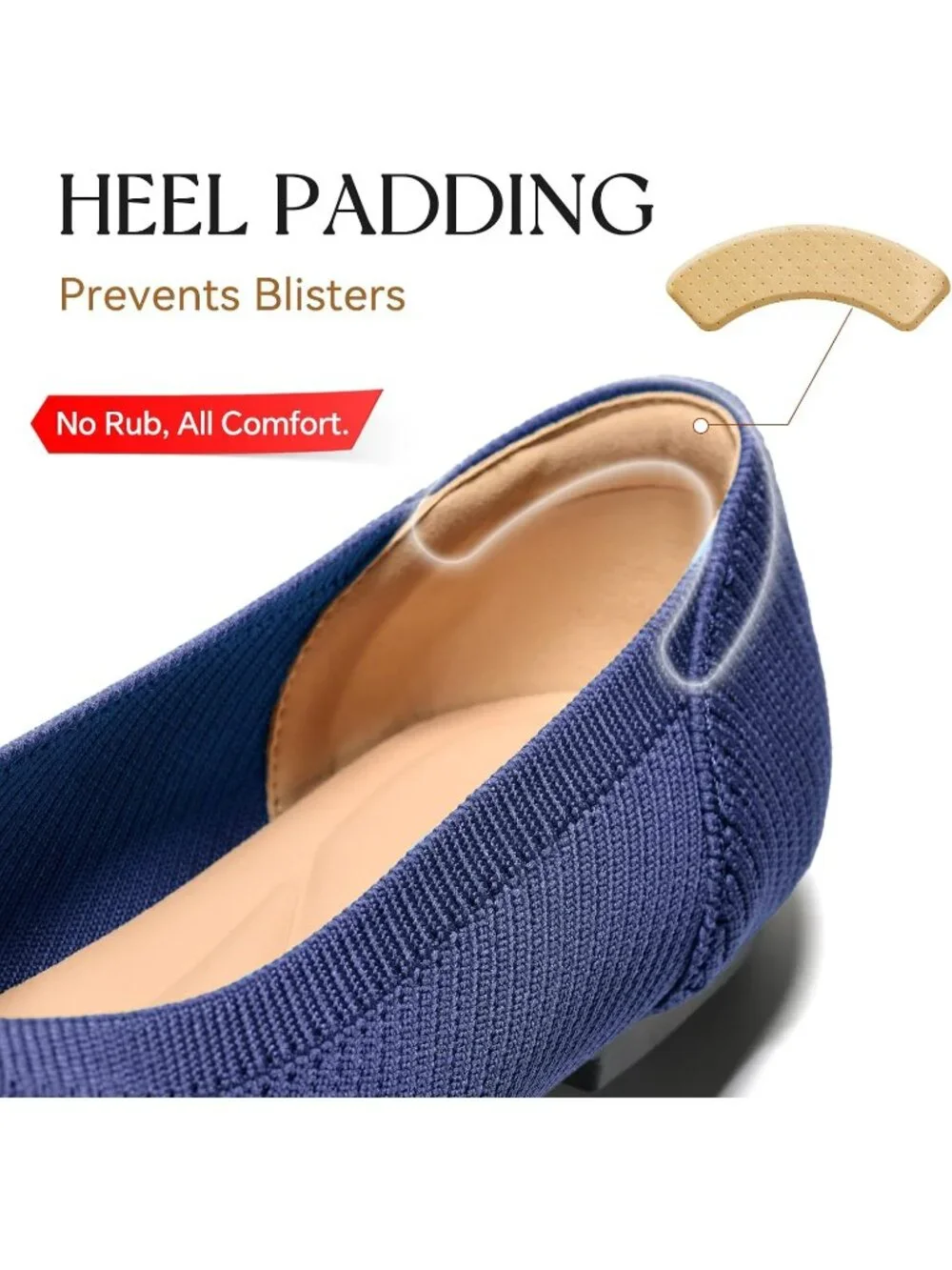 Women's Navy Blue Pointed Toe Comfort Foldable Slip On Knit Ballet Flat Shoes